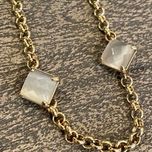 Kendra Scott long chain necklace with stationery slate cats eye stones